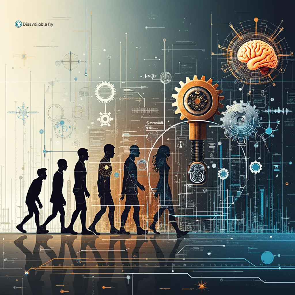 Collage de imágenes representando la evolución de la consultoría y la tecnología.